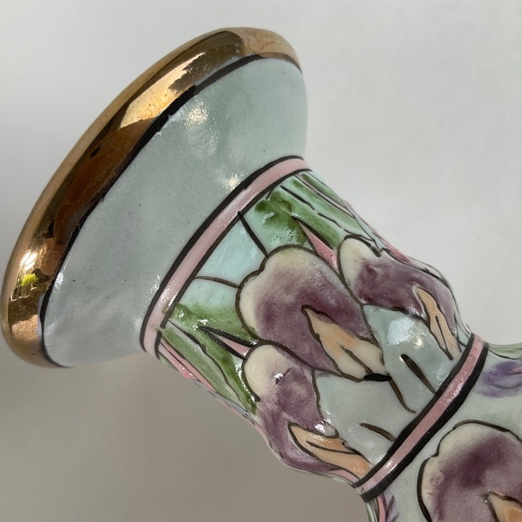 Vintage Chinoiserie Candle Holders Pastel Textured Boho Decor - One Pair (2) - Picture 13 of 13